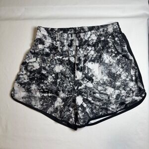 Zelos Size M black white watercolor running shorts athletic gym core